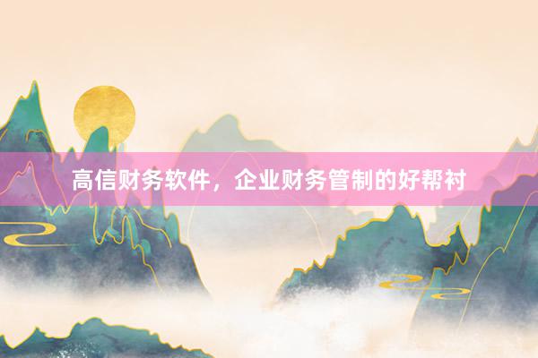 高信财务软件，企业财务管制的好帮衬